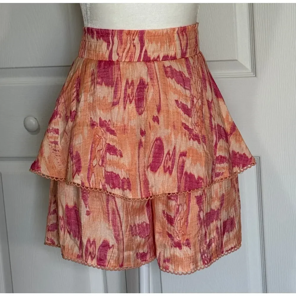 Nicole Miller New York Amber Double Tiered Pull-on Ruffled Skort Set Size Large